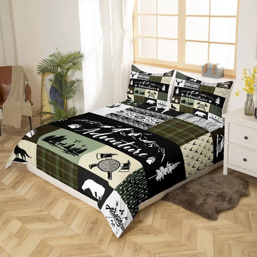 Miniatura 3 de Castle Fairy Juego de ropa de cama tamaño individual, juego de funda de edredón con diseño de ciervos y pinos para niños y niñas, juego de funda