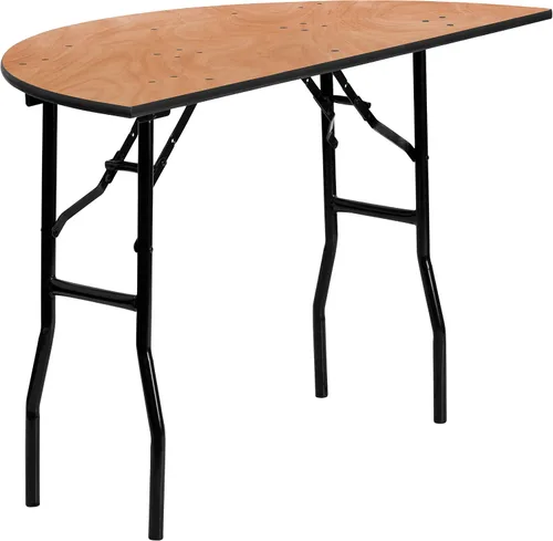 Miniatura 3 de EMMA + OLIVER Mesa de banquete plegable de madera semicircular de 4 pies - Mesa para eventos y catering