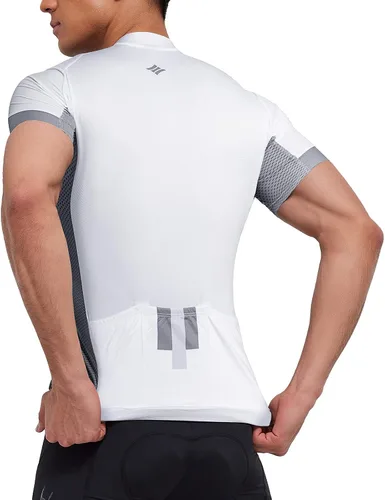 Miniatura 7 de Santic Camiseta de ciclismo para hombre, manga corta, camiseta de ciclismo de carretera, con cremallera completa, UPF 50+, MTB con bolsillos