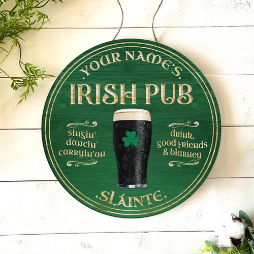 Miniatura 5 de ARTSY WOODSY Letrero de madera de pub irlandés personalizado (no tallado real), decoración del día de San Patricio, accesorios de placa de arte