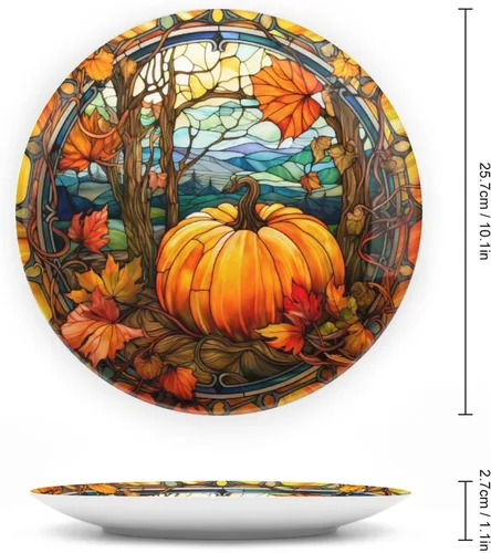 Miniatura 2 de Platos decorativos, diseño de acuarela de calabaza otoñal, placa de exhibición para el hogar, oficina, cocina, decoración de mesa, platos de Otoño