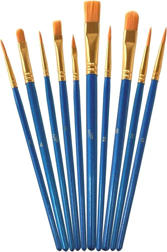 Miniatura 2 de Juego de 100 pinceles de pintura, 100 unidades, cepillos de pelo de nailon para óleo y acuarela, punta redonda pintada para artistas