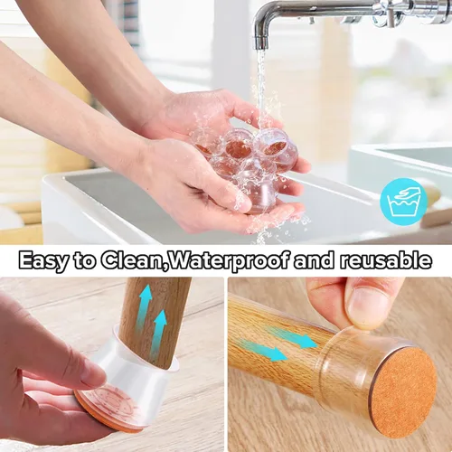 Miniatura 6 de 24 piezas de protectores de piso de silicona extra pequeños para patas de silla para pisos de madera dura, fundas engrosadas de goma para patas