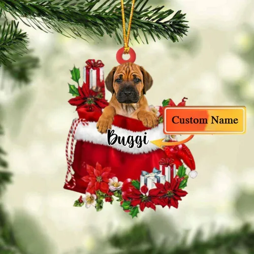 Miniatura 154 de Perro Akita Inu personalizado en bolsa de regalo, adorno de Navidad, nombre personalizado, regalo para amantes de los perros, familia, Navidad
