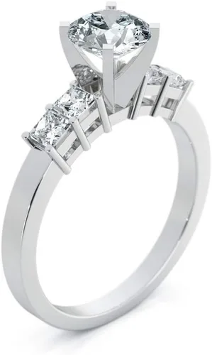 Miniatura 3 de Anillos de compromiso de moissanita de corte redondo de 1 CT para mujer para mujer, chapados en platino, plata