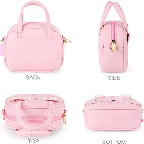 Miniatura 6 de mibasies Bolso para niñas pequeñas, bolsos de mano para niños de 3 a 8 años, Gato A3, Bolso de mano de animal