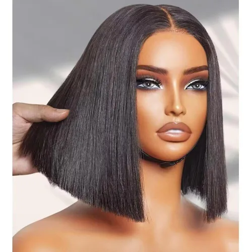 Miniatura 10 de #1B/4/27 - Pelucas de cabello humano corto ondulado en capas con reflejos degradados 13x4 HD transparente con encaje frontal, pelucas de cabello