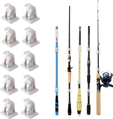 Miniatura 11 de Clips de caña de montar en la pared – 10 piezas de caña de pesca/taco/cortina soporte clips de almacenamiento