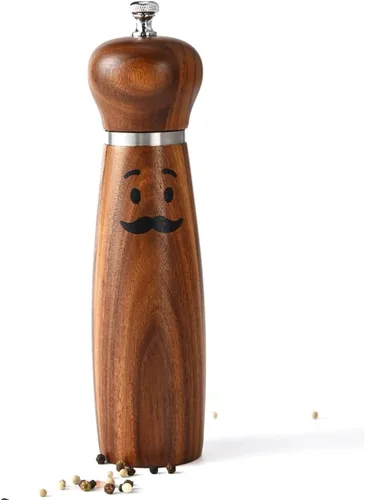 Miniatura 6 de Molinillo de madera para sal o pimienta, molino de madera de acacia de 8 pulgadas con molinillo de cerámica ajustable, parte superior de acero