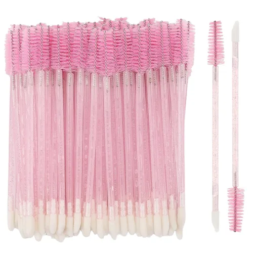 Miniatura 15 de 100 varitas de rímel desechables de doble extremo, cepillo de labios, aplicador de lápiz labial, carretes de cejas para extensiones de pestañas