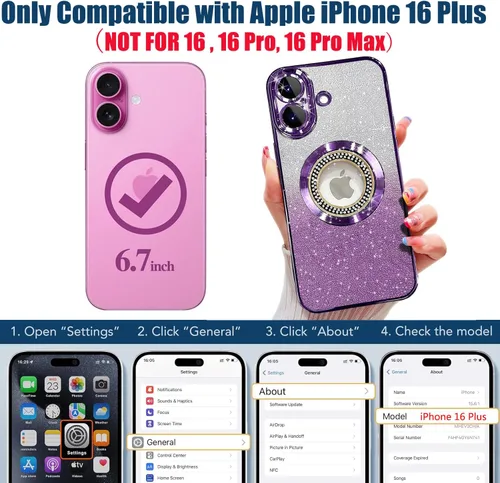 Miniatura 125 de Misscase Funda magnética con purpurina para iPhone 11 compatible con MagSafe, protección completa, delgada, a prueba de golpes, antiarañazos