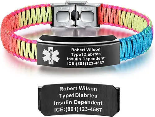 Miniatura 5 de Pulseras de alerta médica para mujeres Pulseras de identificación médica personalizables para hombres, niñas y niños Pulseras médicas trenzadas