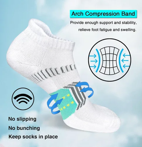 Miniatura 5 de suaskk Calcetines de tobillo para mujer, antiampollas, acolchados, para correr, 5 pares