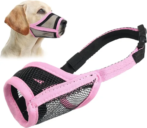 Miniatura 21 de LUCKYPAW Bozal para perro, bozal de malla para perros pequeños, medianos y grandes, cubierta suave para la boca del perro para evitar que muerdan