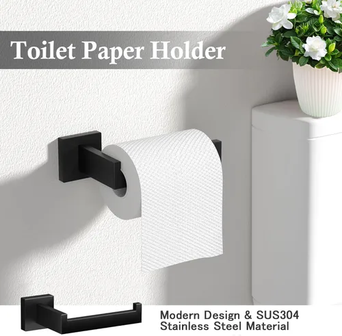 Miniatura 5 de Juego de 5 piezas de accesorios de baño de 23.6 pulgadas, incluye toallero de 23.6 pulgadas, anillo para toalla de mano, soporte para papel