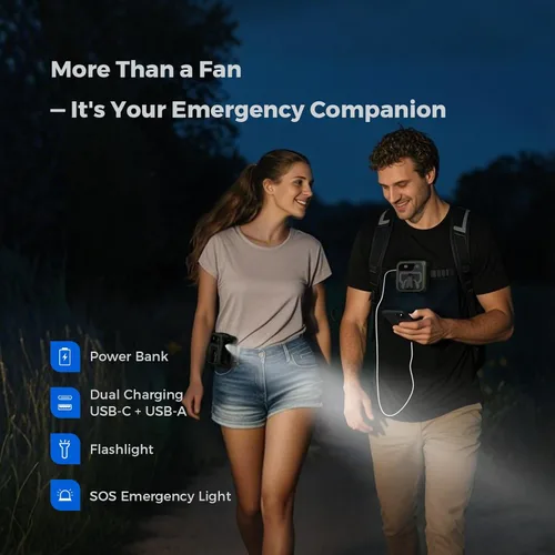 Miniatura 4 de SEAINGO Portable Waist Fan Rechargeable – 10000mAh, 42 ft/s Max, 5 Speeds 16000RPM, Personal Cooling Wearable Clip Body Belt Shirt Fans, Hanging