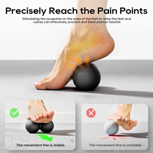 Miniatura 7 de Bola de masaje de maní duro, doble bola de lacrosse para liberación miofascial, yoga y masaje de tejido profundo, fascitis plantar y alivio