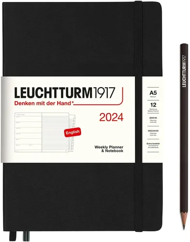 Miniatura 30 de LEUCHTTURM1917 - Agenda semanal y cuaderno 2024 con folleto adicional, tapa dura, composición (B5), verde (1 de enero - 31 de diciembre de 2024)