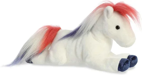Aurora® Adorable Flopsie™ Banner - Animal de peluche con diseño de caballo, facilidad para jugar, compañeros intemporales, color blanco, 12 pulgadas