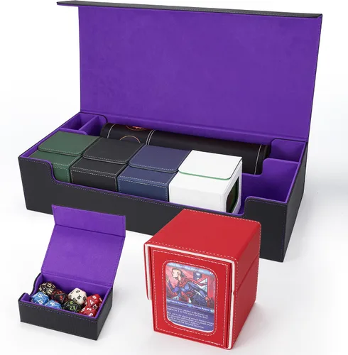 Miniatura 25 de AFIING MTG Caja de Mazo para Commander Display, Caja de Cartas que Cabe 100 Cartas con Doble Funda, Caja de Almacenamiento Magic Commander TCG con 2