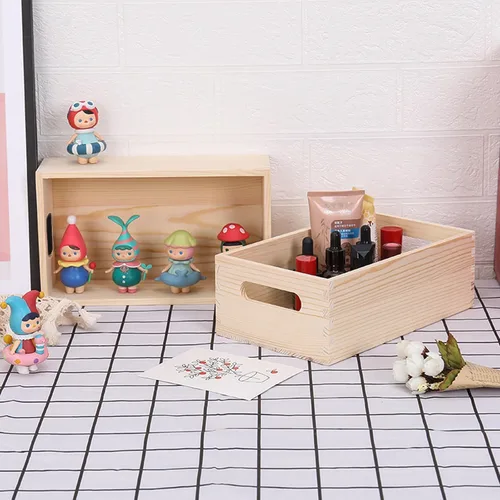 Miniatura 4 de Paquete de 6 cajas de madera sin terminar, 5 tamaños, asas naturales, cajas de madera, organizador de almacenamiento, caja de manualidades, caja