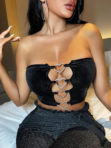 Miniatura 4 de Floerns Top corto sin mangas con estampado de mariposas y cadena para mujer