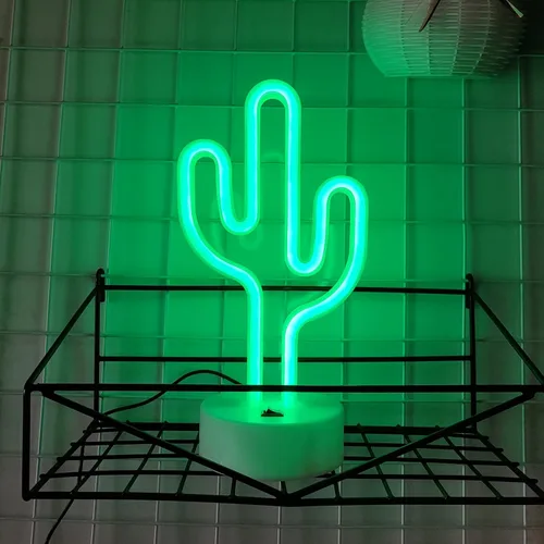 Miniatura 3 de JYWJ Letreros de neón con base de soporte, luz de neón alimentada por USB o 3 pilas AA, decoración de pared de escritorio LED, varias fiestas