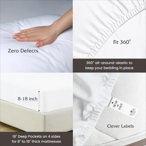Miniatura 75 de Bluemoon Homes Sábanas de Algodón Egipcio Twin - Juego de Sábanas de 4 Piezas, Juego de Ropa de Cama de 1000 Hilos, Suave y Lujoso Juego de Sábanas