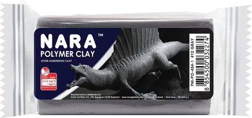 Miniatura 2 de NARA Arcilla de polímero para hornear, 1 color, 1 bloque, 16.01 oz (1 libra) (gris)