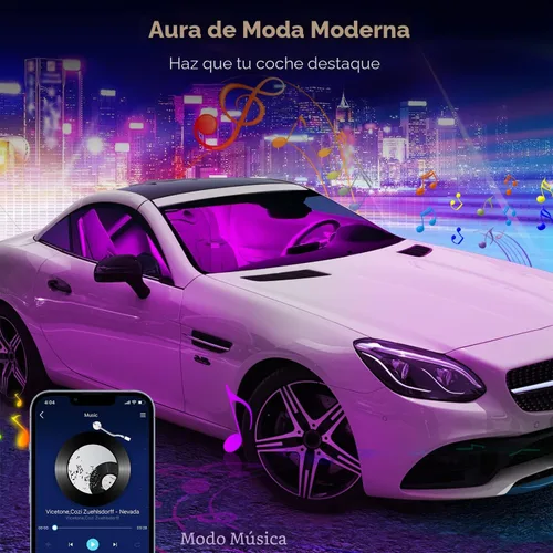 Miniatura 6 de Luces interiores de coche Keepsmile Accesorios para automóvil Control de aplicación con sincronización de música remota Cambio de color RGB