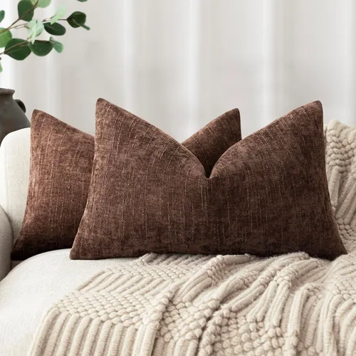 Miniatura 10 de Foindtower - Paquete de 2 fundas de almohada decorativas, cuadradas, cómodas, unicolor, suaves, lumbares, estilo rústico neutro, para sofá, sillón
