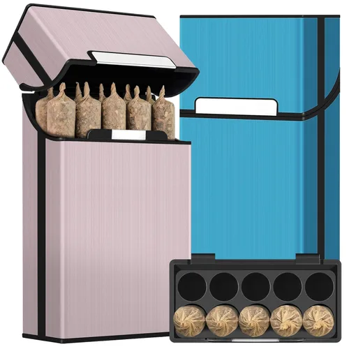 Paquete de 2 cajas de soporte de cono preenrollado tamaño King, caja de cigarrillos de 10 agujeros para cigarrillos de tamaño regular o king, caja