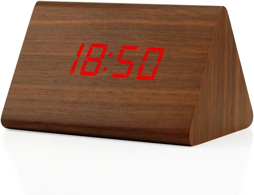 Miniatura 8 de OCT17 Reloj de madera de madera, nueva versión LED alarma reloj de escritorio digital brillo ajustable, hora de alarma, muestra la hora y la Bambú