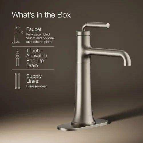 Miniatura 13 de Kohler 26437-4-BN Tone - Grifo alto para lavabo de baño con un solo mango, 1.2 gpm, níquel cepillado vibrante