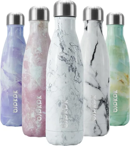 Miniatura 26 de BJPKPK Botella de Agua Aislada 17oz Botellas de Agua de Acero Inoxidable Apta para Lavavajillas Metal Térmica Mantiene Frío y Caliente, Gris Niebla