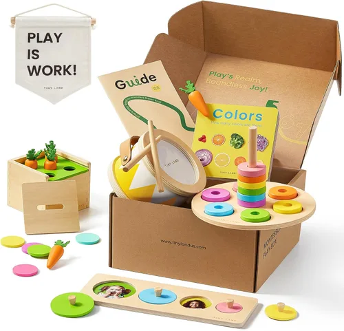 Miniatura 11 de Tiny Land Conjunto de Juguetes Montessori para Bebé 0-3 Meses Kit de Juego Sensorial para Desarrollo de Recién Nacido - Espejo 5 en 1, Conjunto
