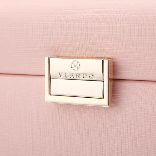 Miniatura 17 de vlando joyero organizador clásico de piel sintética con espejo y con llave