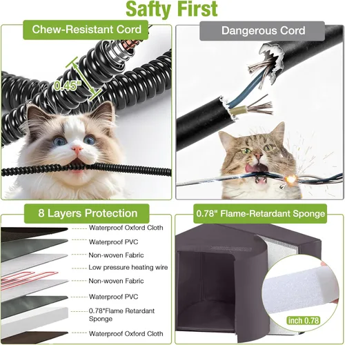 Miniatura 4 de GUTINNEEN Casa climatizada para gatos al aire libre para exteriores, resistente a la intemperie, aislada, refugio para gatos para invierno