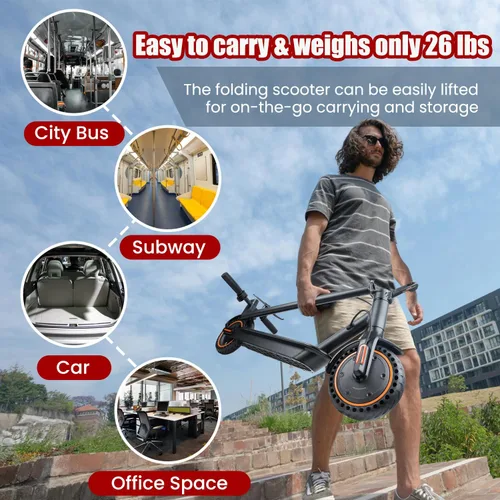 Miniatura 7 de Electric Scooter, 500W Motor, Up to 17-20MPH &19-21 Miles, Commuter Escooter, Foldable E-Scooter for Adults with APP and Dual Braking System