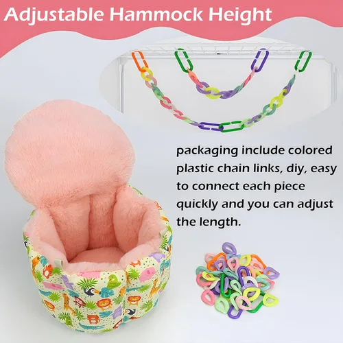 Miniatura 4 de Cama colgante para ratas, accesorios de jaula de planeador de azúcar, hamaca de conejillo de indias, cama nido cálida para dormir, hamaca de jaula