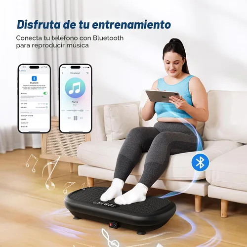 Miniatura 2 de MERACH - Máquina de plataforma vibratoria para ejercicio, capacidad de 440 libras, Bluetooth y pedal de silicona, estimula la grasa profunda