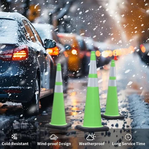 Miniatura 5 de BESEA Paquete de 6 Conos de Seguridad de Tráfico de 36 Pulgadas, Conos de Estacionamiento Verdes para Carretera, Conos de Construcción