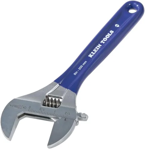 Miniatura 5 de Klein Tools D509-8 Llave ajustable, llave de transmisión forjada de mandíbula extra ancha con acabado cromado pulido, 8 pulgadas