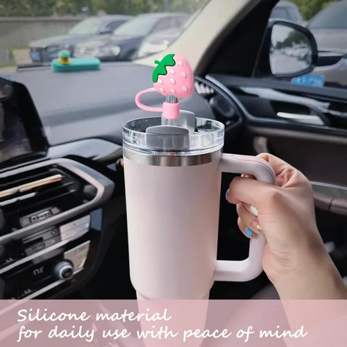 Miniatura 4 de 6 fundas de popote compatibles con vasos Stanley de 40/30 onzas, reutilizables y bonitos protectores de tapas de silicona para popotes Stanleys