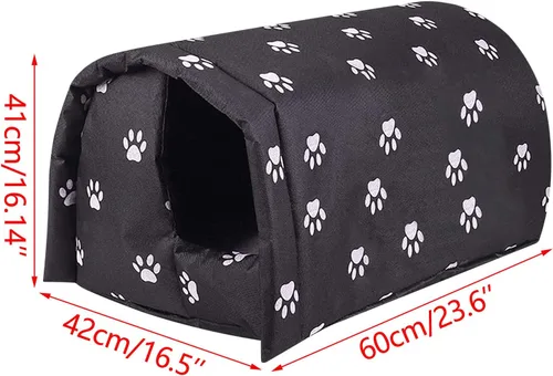 Miniatura 7 de Casa para Gatos Ferales de Exterior para Invierno, Resistente a la Intemperie, Impermeable, Resistente a la Lluvia, Plegable, Relleno de Algodón
