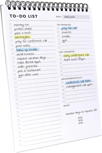 Miniatura 12 de Bloc de notas de lista de tareas pendientes, paquete de 3: tiene múltiples secciones funcionales, 6.5 x 9.8 pulgadas, 60 hojas, cuaderno