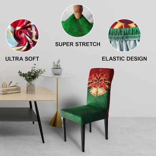 Miniatura 5 de Juego de 6 fundas para sillas de Año Nuevo, fundas protectoras para sillas de comedor de Navidad, decoración protectora de Año Nuevo, extraíbles