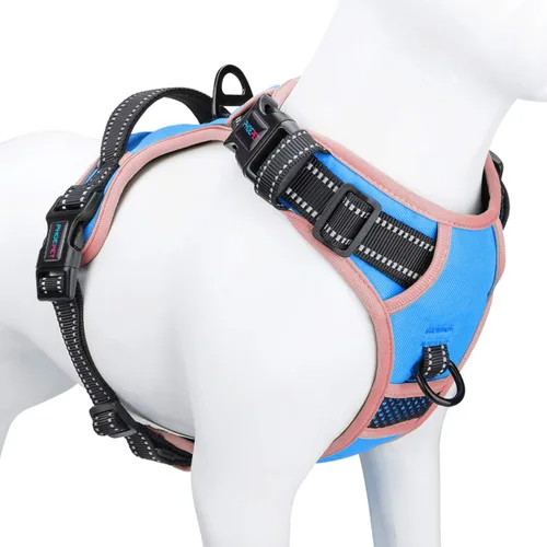 Miniatura 17 de PHOEPET Arnés para perro sin tirones, chaleco para perro reflectante ajustable de colores únicos, con mango de entrenamiento suave, clips de metal