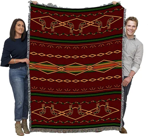 Miniatura 14 de Pure Country Weavers - Manta con fetiches - Inspirada en nativos americanos del suroeste - Manta tejida de regalo, algodón, 72x54, fabricada en EE.UU