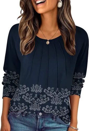 Miniatura 13 de Zeagoo Blusas de otoño para mujer, camisas de manga larga, blusas casuales de algodón, blusas plisadas elegantes 2025